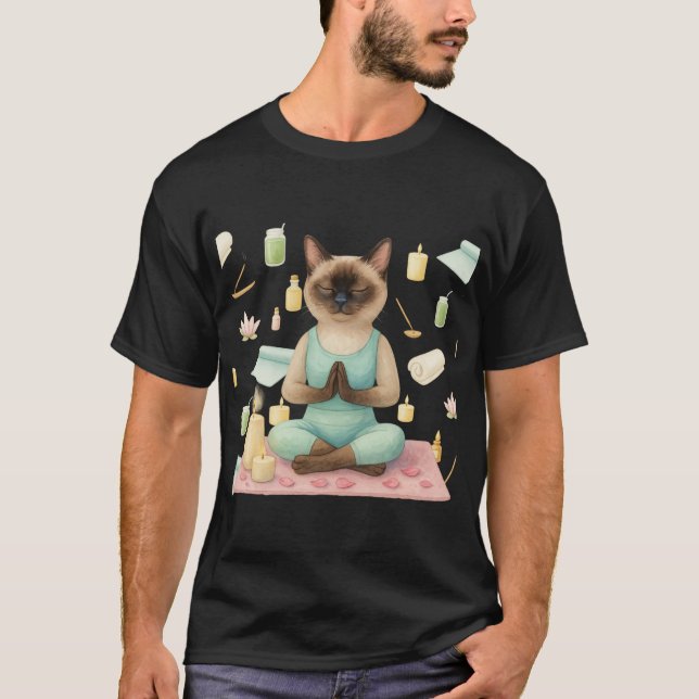 Yoga Birthday Party for Siamese Cat Lovers  T-Shirt (Front)