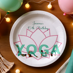 Yoga birthday party paper plates