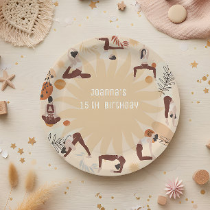 Yoga birthday party paper plates
