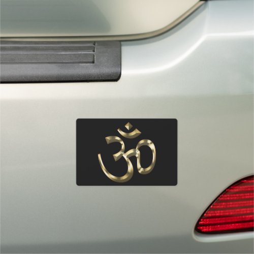 Yoga black gold metallic Om Hindu Buddhist Symbol Car Magnet