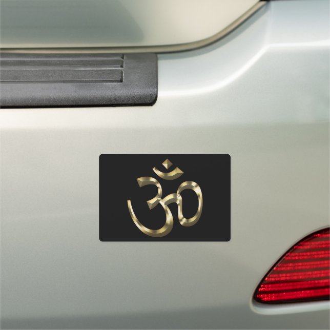 Yoga black gold metallic Om Hindu Buddhist Symbol Car Magnet (In Situ)