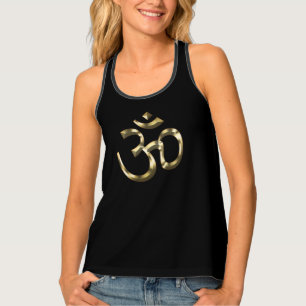 Yoga black gold Om Hindu Buddhist Symbol Tank Top