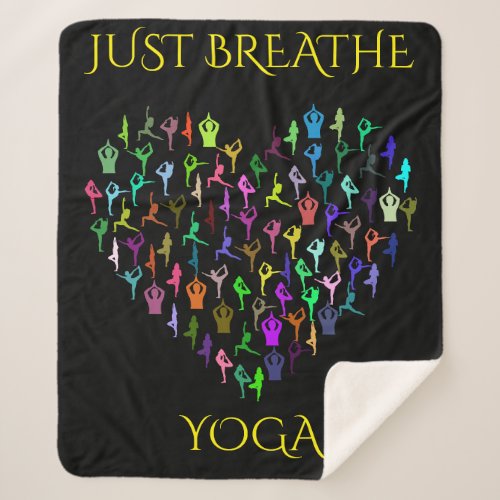 YOGA black sherpa blanket JUST BREATHE Sherpa Blanket