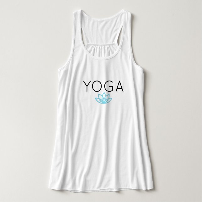 Yoga Blue Simple Lotus Tank Top (Design Front)