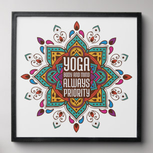 Yoga Body and Mind Always Priority Mandala Peel And Stick Photo Tile