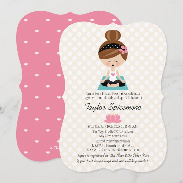 Yoga Bridal Shower Invitations Brunette (Front/Back)
