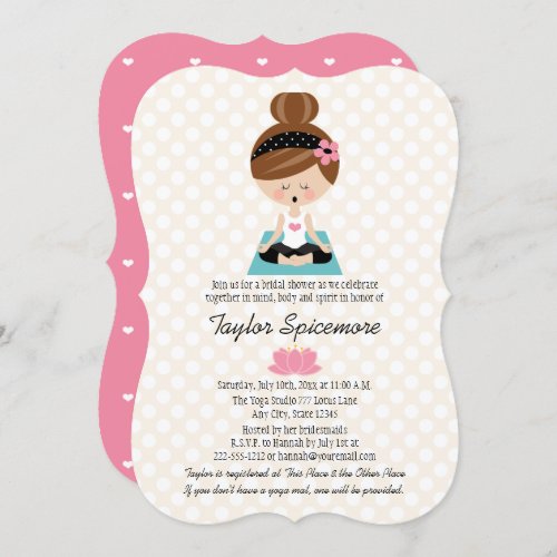 Yoga Bridal Shower Invitations Brunette