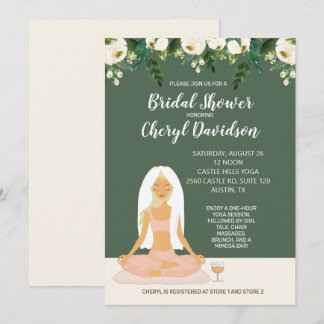 Yoga Bride Bridal Shower Greenery and Roses Invitation