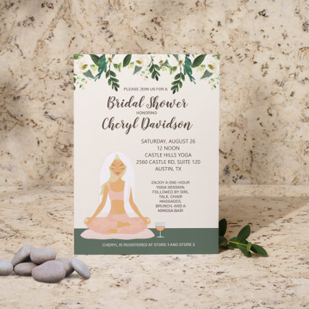 Yoga Bride Bridal Shower Mimosa Brunch Invitation