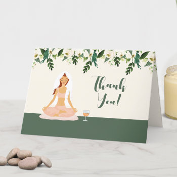Yoga Bride Mimosa Bridal Shower Thank You Red Hair by allpetscherished at Zazzle