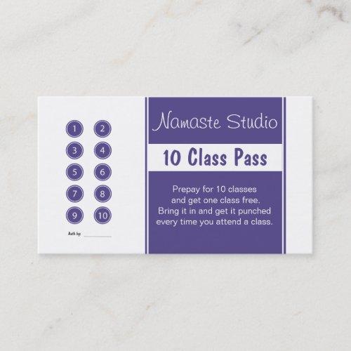 Yoga Business Card 10 Class Pass Template