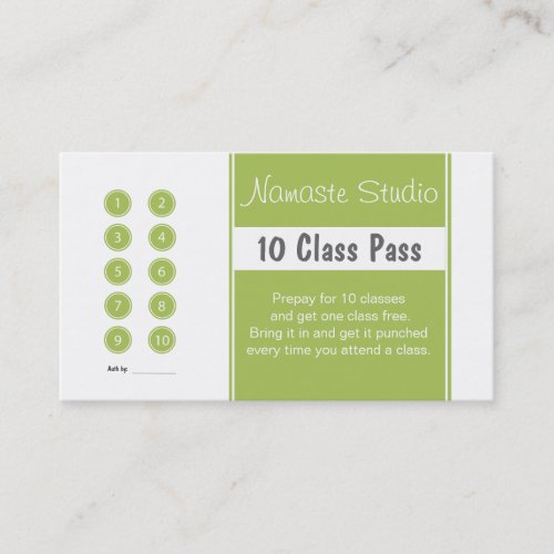 Yoga Business Card 10 Class Pass Template