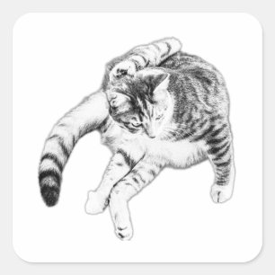 Yoga, But Make It Cat Square Sticker