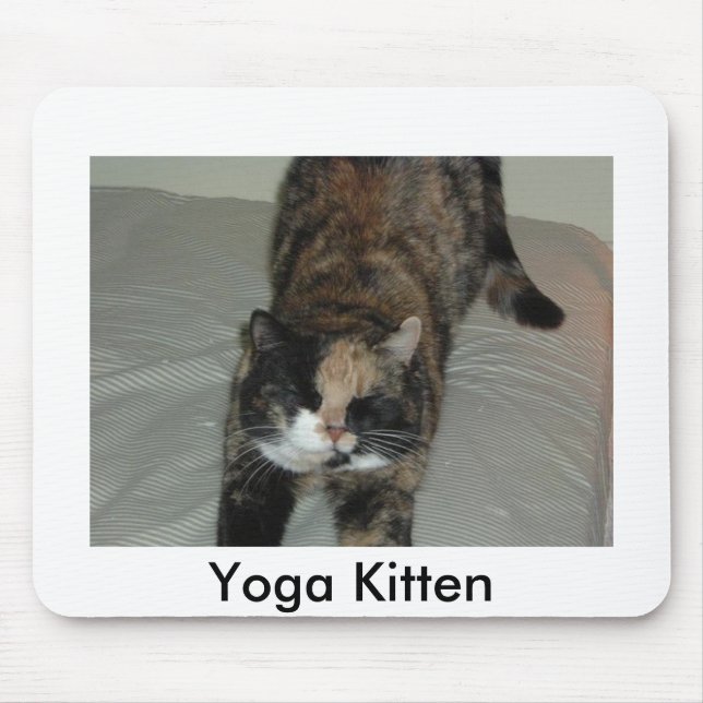 Yoga Calico Cat Mouse Pad (Front)
