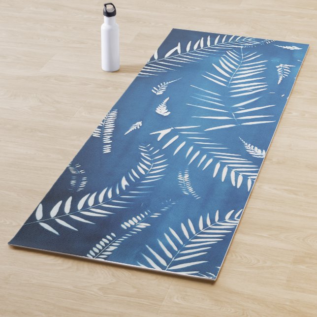 Yoga carpet blue printed foliage yoga mat (In Situ)