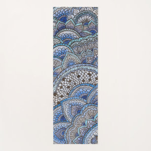 Yoga carpet with blue mandala pattern mat