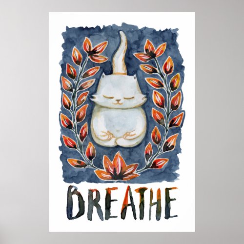 Yoga Cat Breathe Art Print