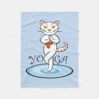 Yoga cat fleece blanket