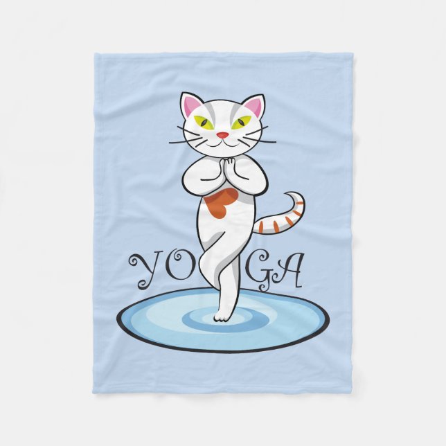 Yoga cat fleece blanket (Front)