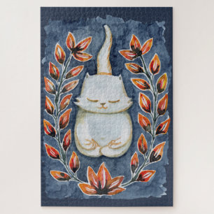 Yoga Cat Indigo Jigsaw Puzzle