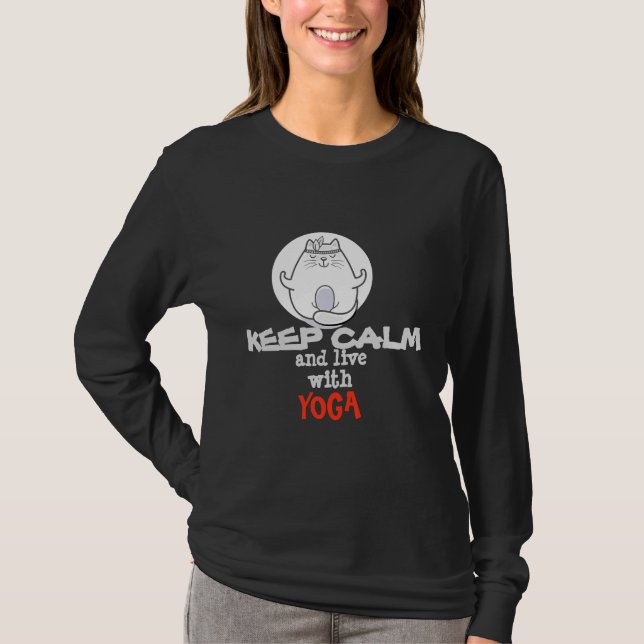Yoga Cat  Keep Calm Collection T-Shirt (Front)