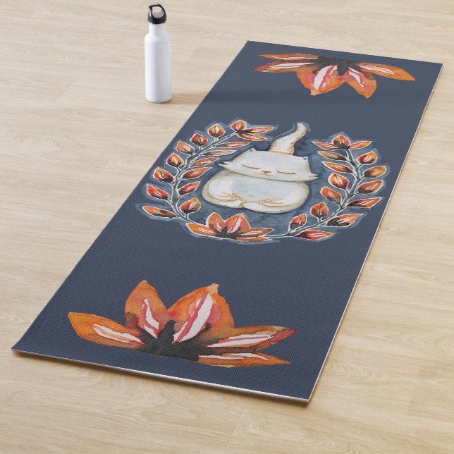 Yoga Cat Lotus Indigo Yoga Mat (In Situ)