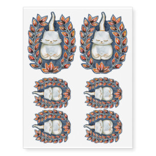 Yoga Cat Lotus Temporary Tattoos