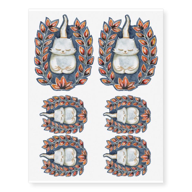Yoga Cat Lotus Temporary Tattoos (Front)