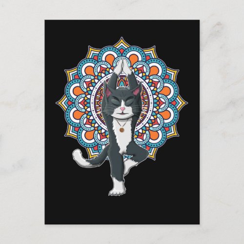 Yoga Cat Lover Mandala Chakra Relaxing Kitten Postcard