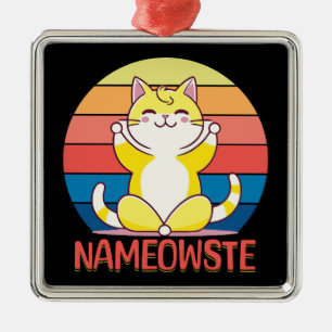 Yoga cat metal ornament