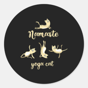 Yoga Cat Namaste Om Meditation Sport Meow Instruct Classic Round Sticker