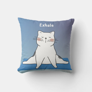 Yoga Cat Throw Pillow, 16" x 16", Exhale Pillow