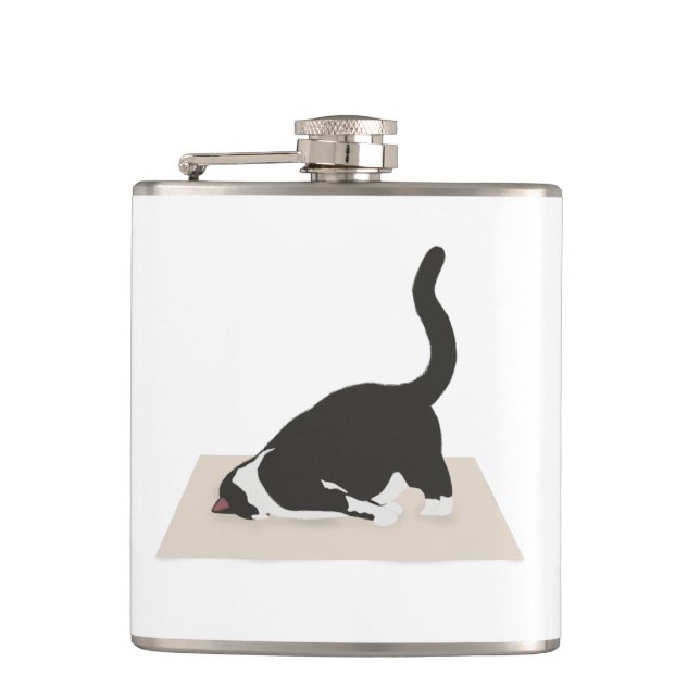 Yoga Cat Vinyl Wrapped Flask (Front)