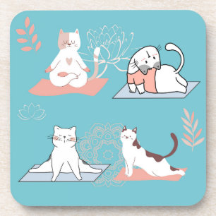 Yoga Cats Lotus Beverage Coaster