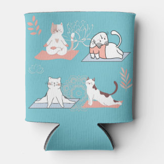 Yoga Cats Lotus Can Cooler