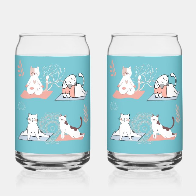 Yoga Cats Lotus Can Glass (Front)