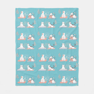 Yoga Cats Lotus Fleece Blanket