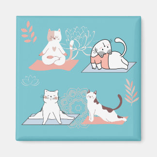 Yoga Cats Lotus Magnet
