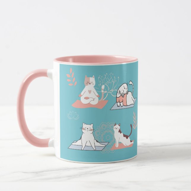 Yoga Cats Lotus Mug (Left)