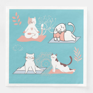  Yoga Cats Lotus Paper Dinner Napkins