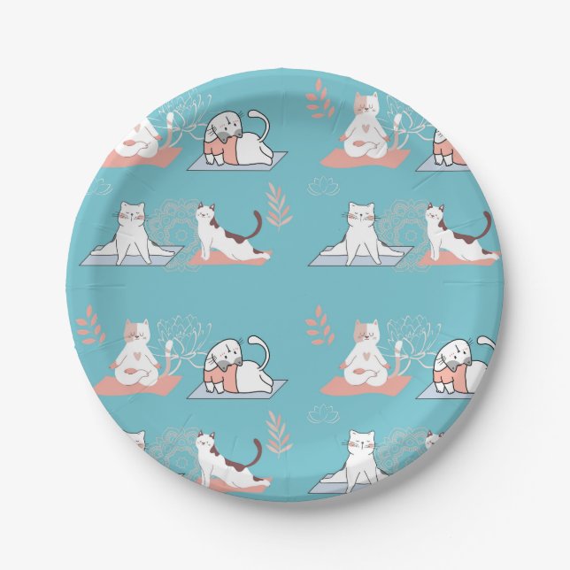 Yoga Cats Lotus Paper Plates (Front)