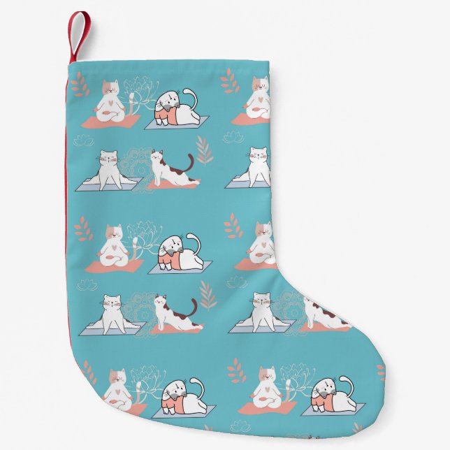 Yoga Cats Lotus Small Christmas Stocking (Front)