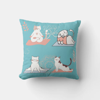 Yoga Cats Lotus Throw Pillow