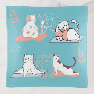 Yoga Cats Lotus Trinket Tray