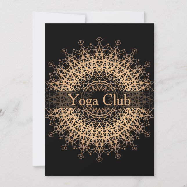 Yoga Center, yoga, sports, mandala, Golden mandala Invitation (Front)