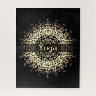 Yoga Center, yoga, sports, mandala, Golden mandala Jigsaw Puzzle
