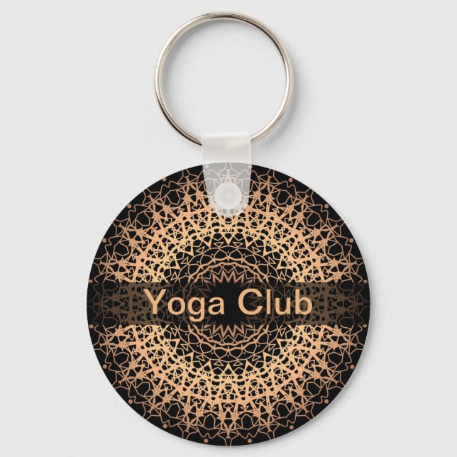 Yoga Center, yoga, sports, mandala, Golden mandala Keychain (Front)