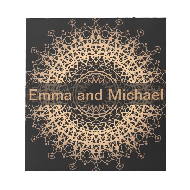 Yoga Center, yoga, sports, mandala, Golden mandala Notepad (Front)
