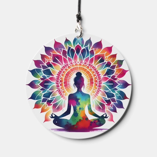 Yoga Chakra Lotus Colorful Design Wind Chime (Front)