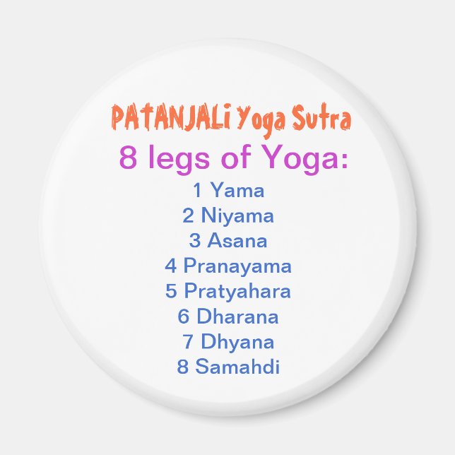 YOGA Checklist : 8 steps of PATANJALI SUTRA Magnet (Front)